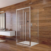 Sprchový kout na stěnu LIMA - 100x100x100 cm - chrom/sklo Čiré - posuvné dveře