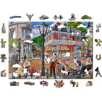 WOODEN CITY Dřevěné puzzle Hlavní ulice 2v1, 505 dílků EKO