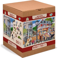 WOODEN CITY Dřevěné puzzle Hlavní ulice 2v1, 505 dílků EKO