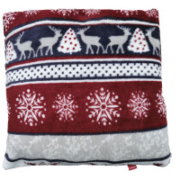 Vánoční polštář NOVEL 40x40 cm - jeleni a vločky - modrá/červená/bílá