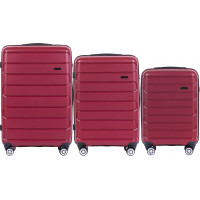 Moderní cestovní kufry BULK - set S+M+L - vínově červené - TSA zámek