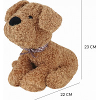 Zarážka do dveří CALM DOG 23 cm - Pejsek s mašlí - hnědý