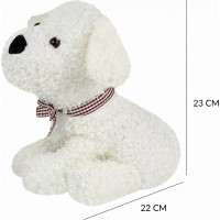 Zarážka do dveří CALM DOG 23 cm - Pejsek s mašlí - bílý