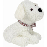 Zarážka do dveří CALM DOG 23 cm - Pejsek s mašlí - bílý