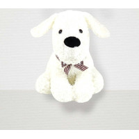 Zarážka do dveří CALM DOG 23 cm - Pejsek s mašlí - bílý