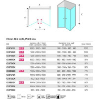 Sprchový kout LIMA - obdélník - chrom/sklo Point - dvojdílné křídlové dveře