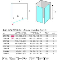 Sprchový kout NOVEA - čtverec - chrom/sklo Čiré - křídlové dveře - levé provedení
