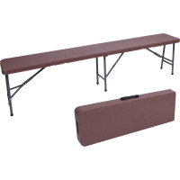 Set cateringového nábytku RATTAN - stůl 180 cm + 2 lavice - hnědý