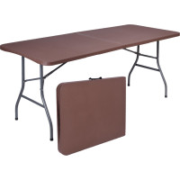 Set cateringového nábytku RATTAN - stůl 180 cm + 2 lavice - hnědý