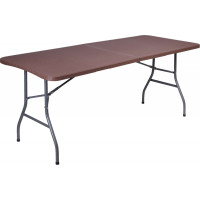 Set cateringového nábytku RATTAN - stůl 180 cm + 2 lavice - hnědý