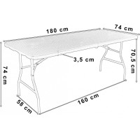 Skládací cateringový stůl RATTAN - 180 cm - hnědý