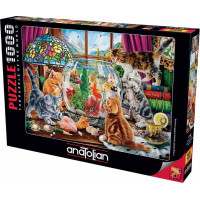 ANATOLIAN Puzzle Koťata a akvárium 1000 dílků