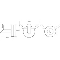 Věšák dvojitý magnetický - 85 × 55 × 70 mm - chrom