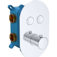 Sprchová souprava s termostatickou tlačítkovou podomítkovou baterií - 2cestná - oválný kryt
