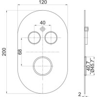 Vanový set s termostatickou podomítkovou tlačítkovou baterií - 2cestná - oválný kryt