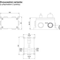 Vanový set s termostatickou podomítkovou tlačítkovou baterií - 2cestná - hranatý kryt