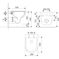 Závěsné RIMLESS WC - 53x35,5x36 cm + duroplast sedátko SLIM