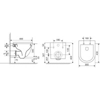 Závěsné kapotované WC Smart Flush RIMLESS - 49,5x36x37 cm + duroplast sedátko SLIM