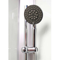 Sprchový box bez stříšky s vaničkou SMC - čtvrtkruh - satin ALU/sklo Point - bílé stěny