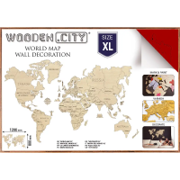 WOODEN CITY Dřevěná mapa světa velikost XL (120x80 cm) červená