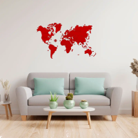 WOODEN CITY Dřevěná mapa světa velikost XL (120x80 cm) červená
