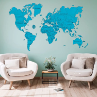 WOODEN CITY Dřevěná mapa světa velikost XL (120x80 cm) modrá