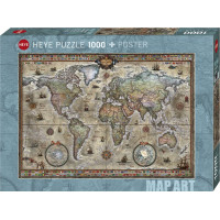 HEYE Puzzle Map Art: Retro svět 1000 dílků