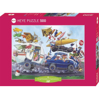 HEYE Puzzle Cartoon Classics: Odjezd na dovolenou! 500 dílků