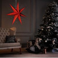 LED vánoční závěsná hvězda 60 cm - 20 LED - červená