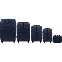 Moderní cestovní kufry CADERE - set KK+XS+S+M+L - tmavě modré
