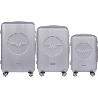 Moderní cestovní kufry WILL 2 - set S+M+L - stříbrné - TSA zámek