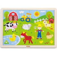 VIGA Dřevěné puzzle Farma 24 dílků