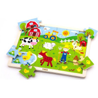 VIGA Dřevěné puzzle Farma 24 dílků