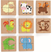 VIGA Dřevěné magnetické puzzle Zvířátka 32 dílků