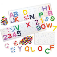 PLAYBOX Podložky pro zažehlovací korálky 3 ks - Písmena a číslice