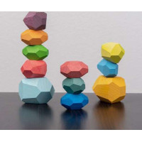 Dřevěné balanční kameny 16 ks - barevné
