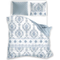 Saténové povlečení PURE SATEEN - modré/ornamenty - 220x200 cm