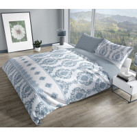 Saténové povlečení PURE SATEEN - modré/ornamenty - 220x200 cm