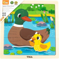 VIGA Dřevěné puzzle Kachničky, 9 dílků
