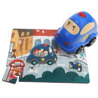 TOP BRIGHT Dřevěné puzzle s hračkou: Policejní auto 24 dílků