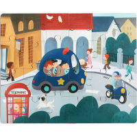 TOP BRIGHT Dřevěné puzzle s hračkou: Policejní auto 24 dílků