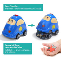 TOP BRIGHT Dřevěné puzzle s hračkou: Policejní auto 24 dílků