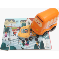 TOP BRIGHT Dřevěné puzzle s hračkou: Školní autobus 24 dílků