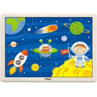 VIGA Dřevěné puzzle Cesta do vesmíru 24 dílků
