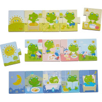 HABA Dřevěné puzzle Žabákův den 3x5 dílků