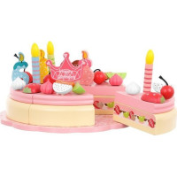 Dřevěný narozeninový dort s doplňky - růžový