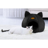 Plyšový pelíšek pro kočky - černý