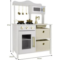 Dřevěná kuchyňka s doplňky - bílá/zlatá