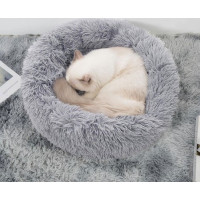 Chlupatý pelíšek pro psy a kočky 60 cm - šedý