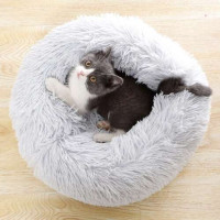 Chlupatý pelíšek pro psy a kočky 60 cm - šedý